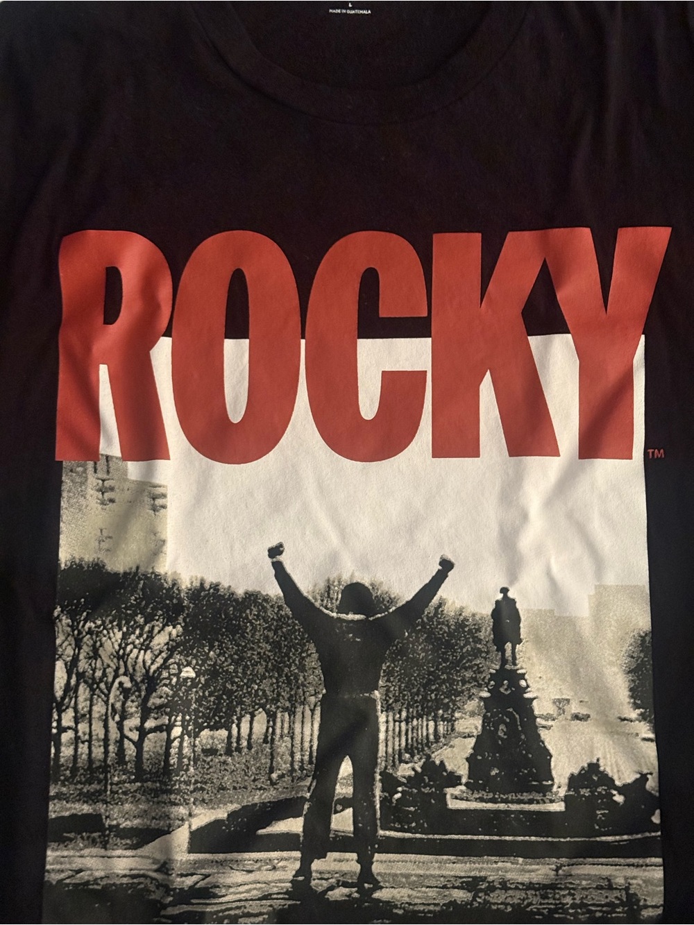 Old Navy Black Rocky Graphic Tee with Red & White Print